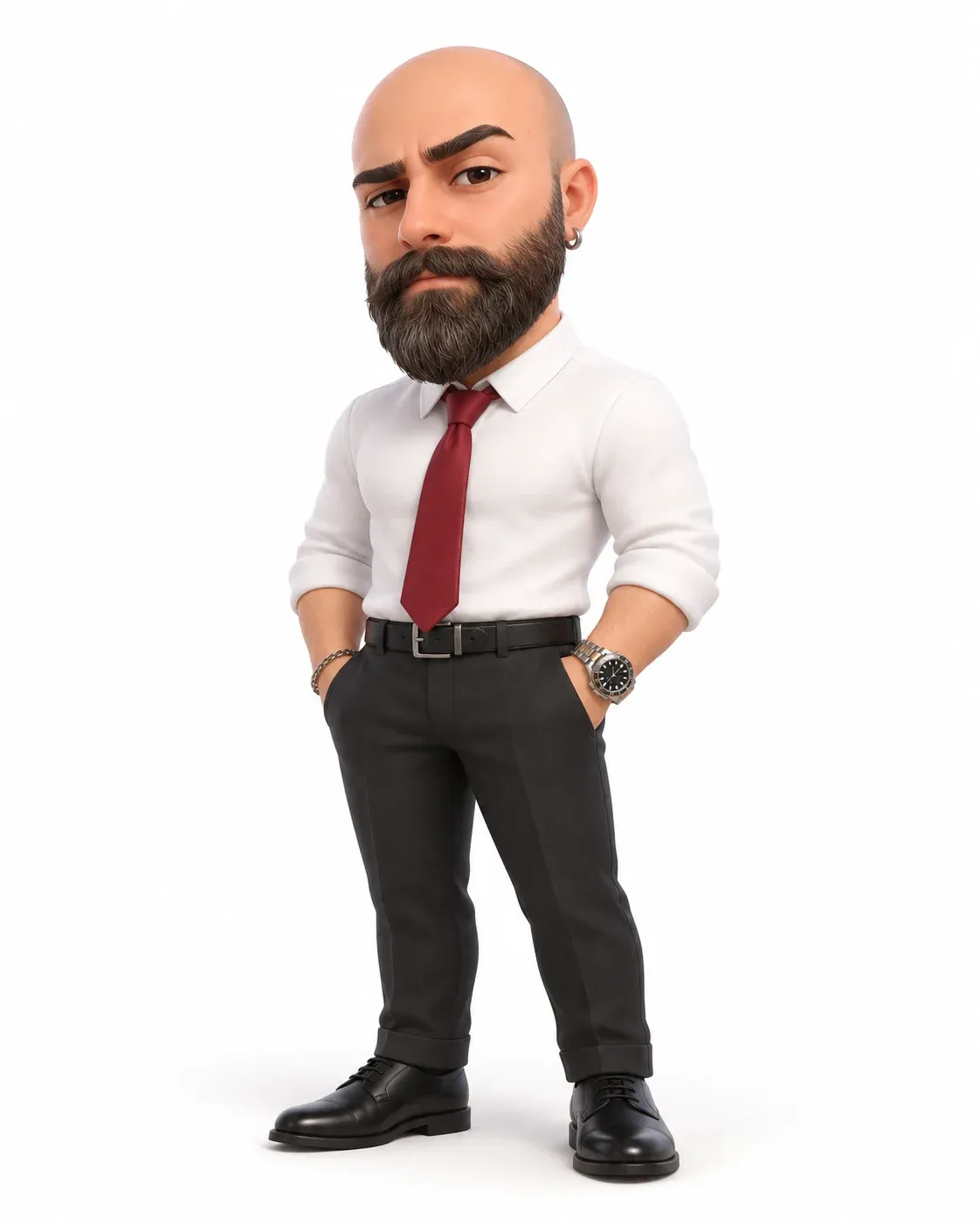 Stylised 3D illustration of founder Sedat Üstünova, standing on a white background.